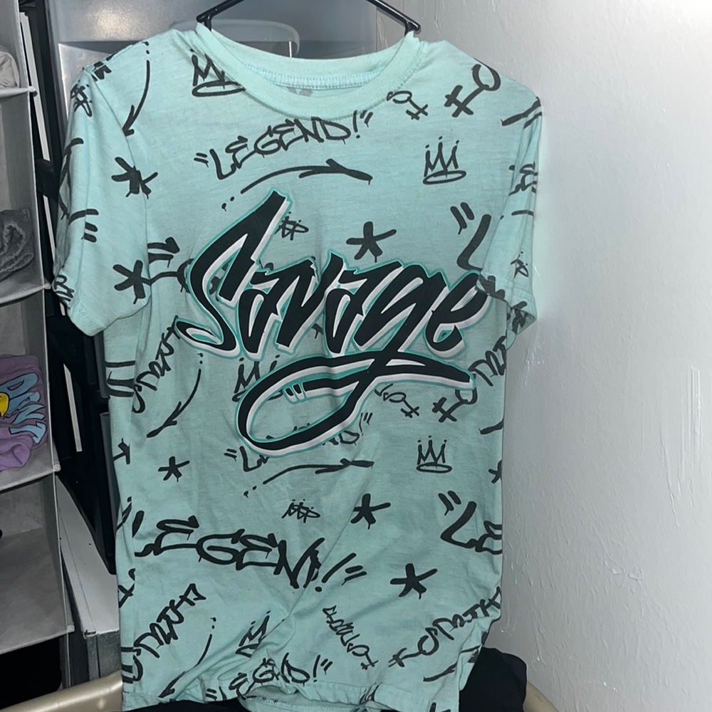 Small blue savage print shirt